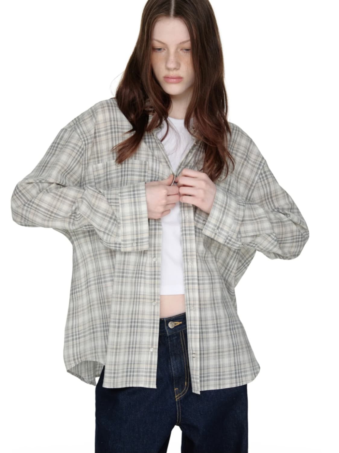 SUNBURNPROJECT 썬번프로젝트 오버핏 체크 셔츠 (블루) 미착용 상품이미지1