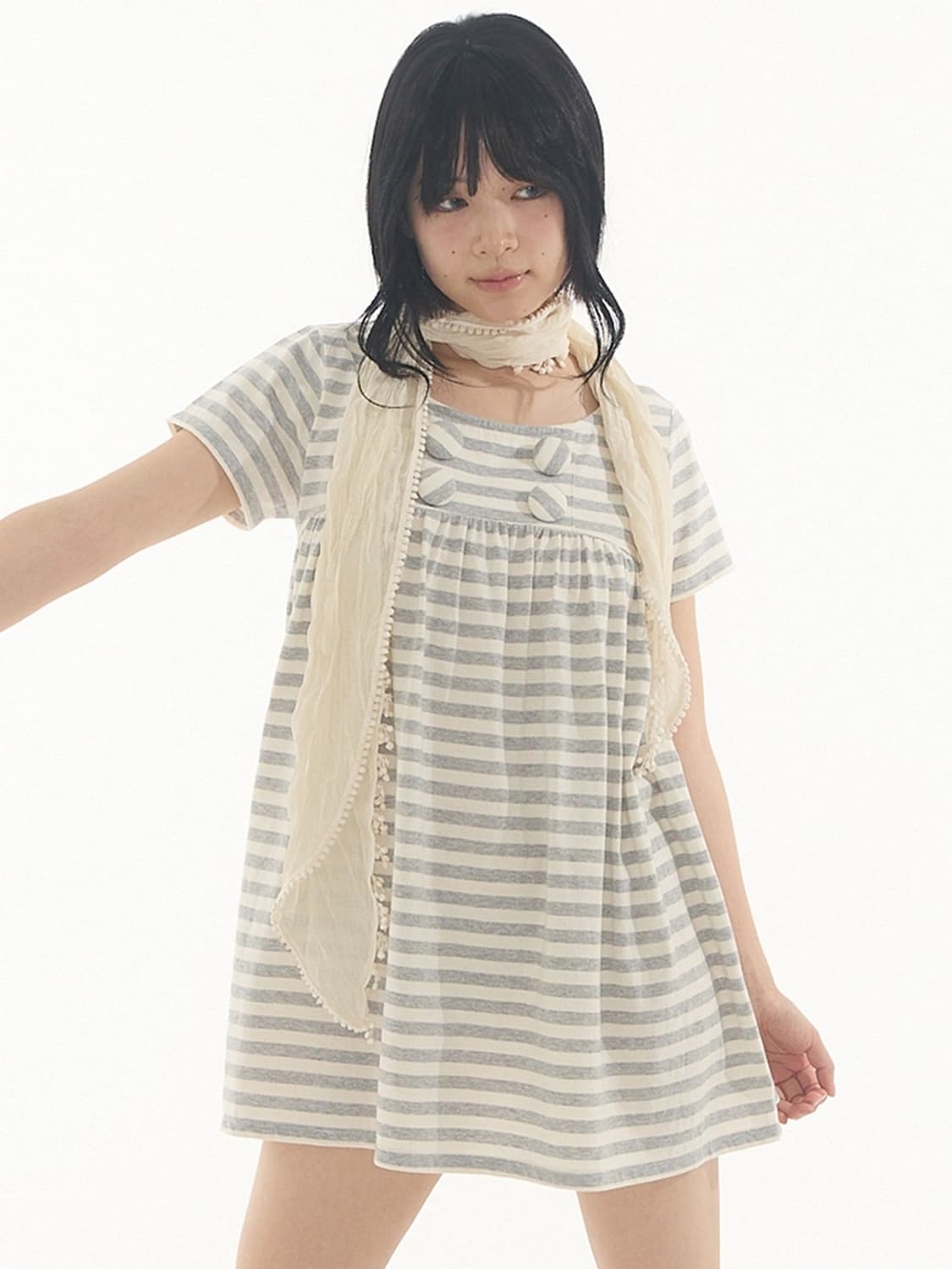 ExpiredGirl EMILY BUTTON TOP STRIPE 상품이미지1