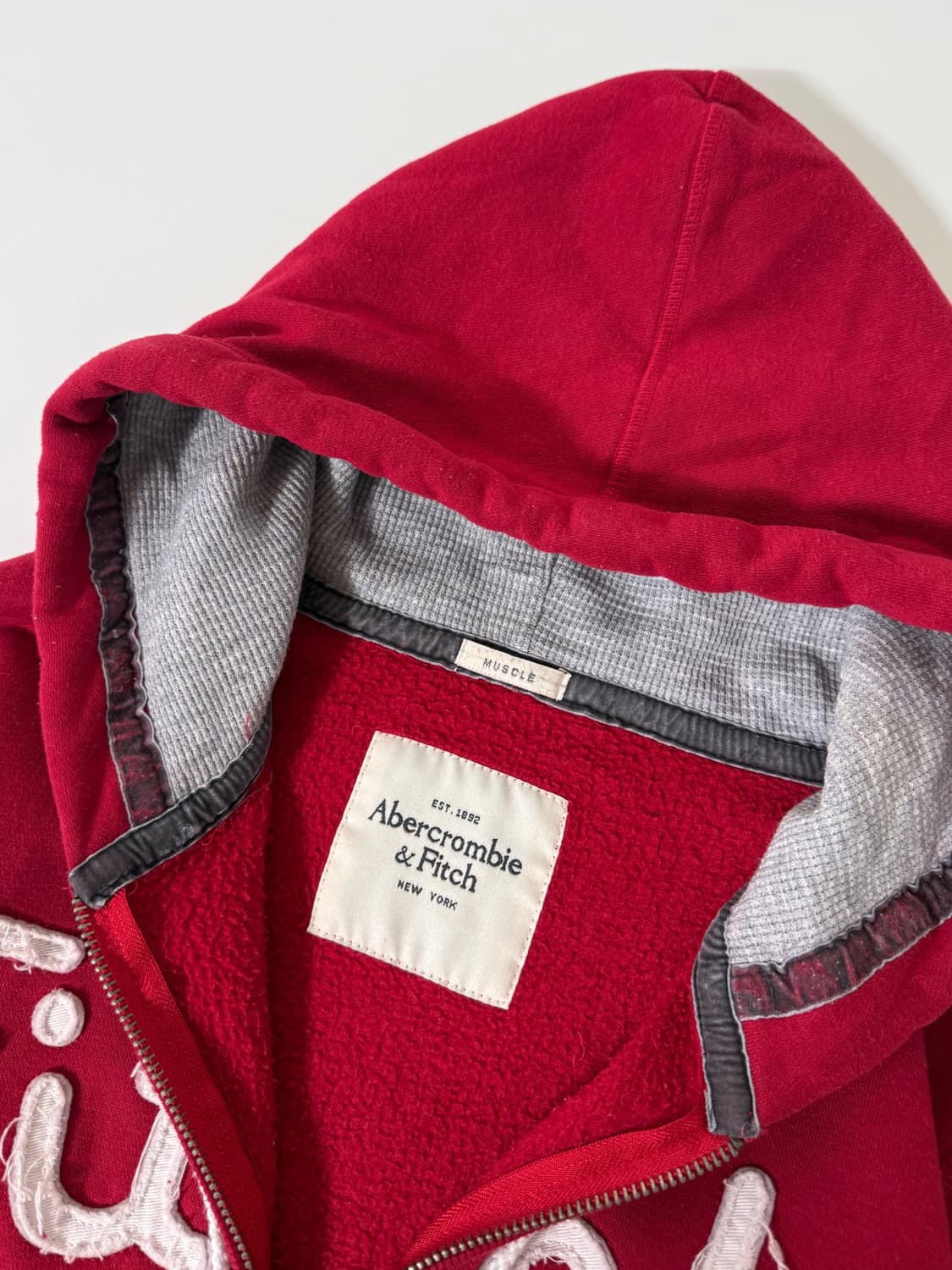 아베크롬비 00‘s 딥레드 패치로고 스웻 후드집업 상품이미지4