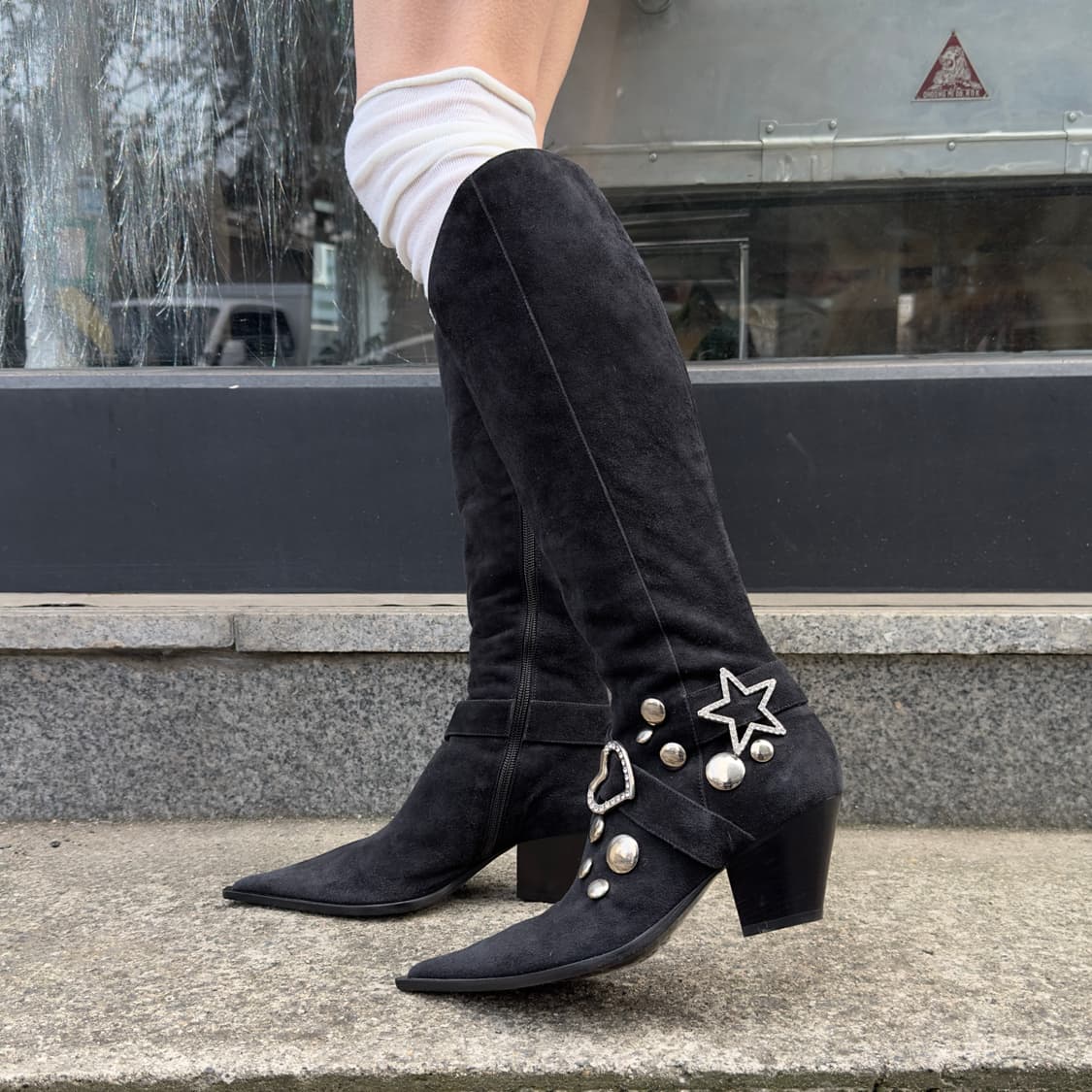 00s ORO 스웨이드 블링 버클 롱 웨스턴 부츠 상품이미지8