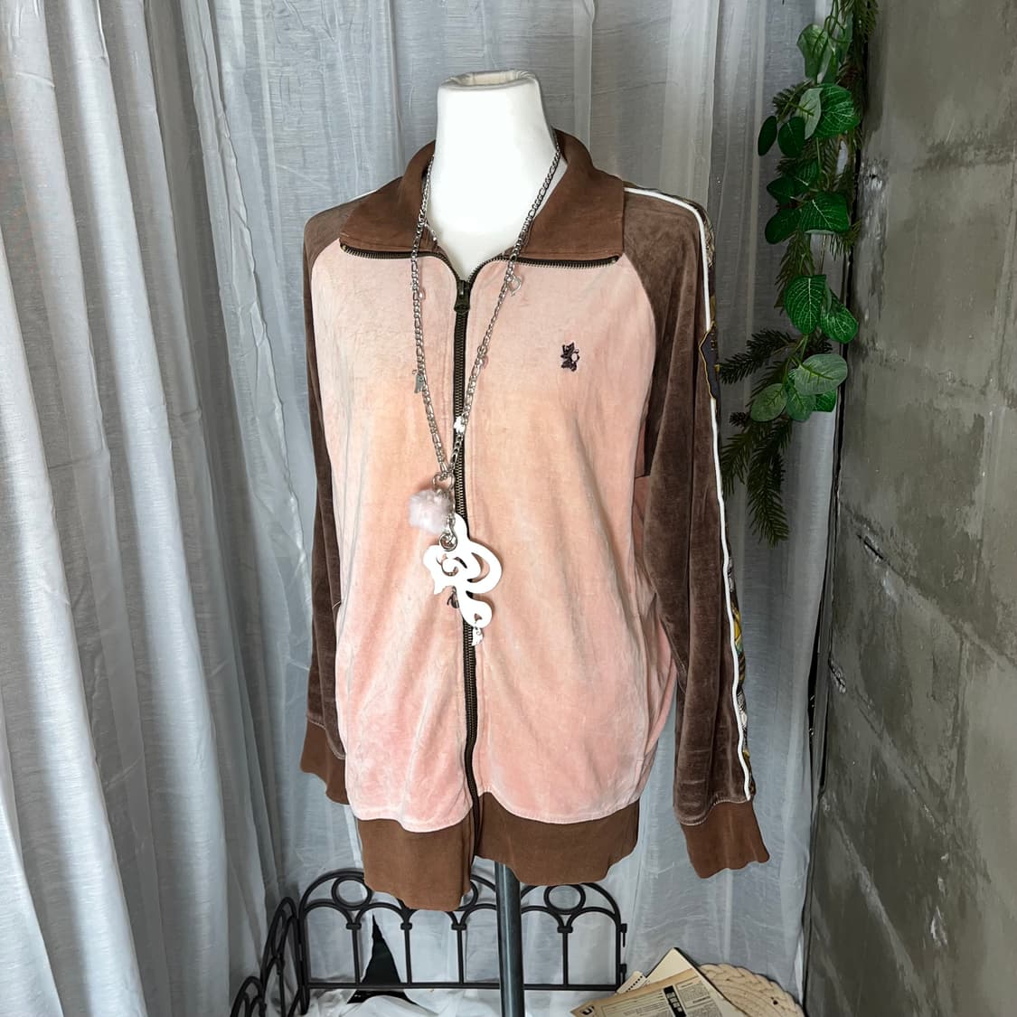 갸루 핑크 벨벳 져지 상품이미지2