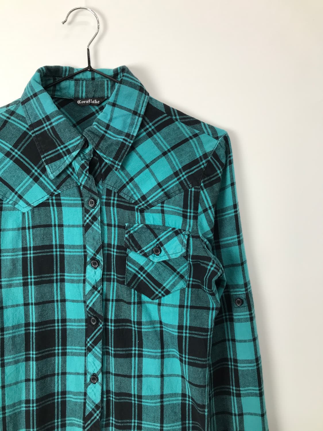 Jpn Y2k Mint & Black Checked Shirts  상품이미지7