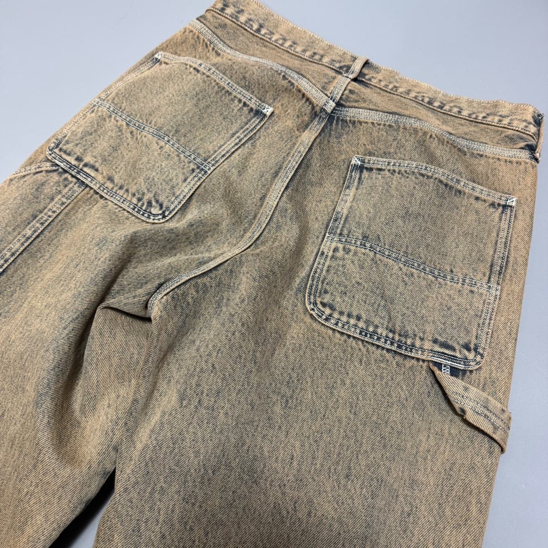 THE CREMA CLUB 인디고블루 샌드 워싱 루즈 와이드 카펜터 팬츠 상품이미지6