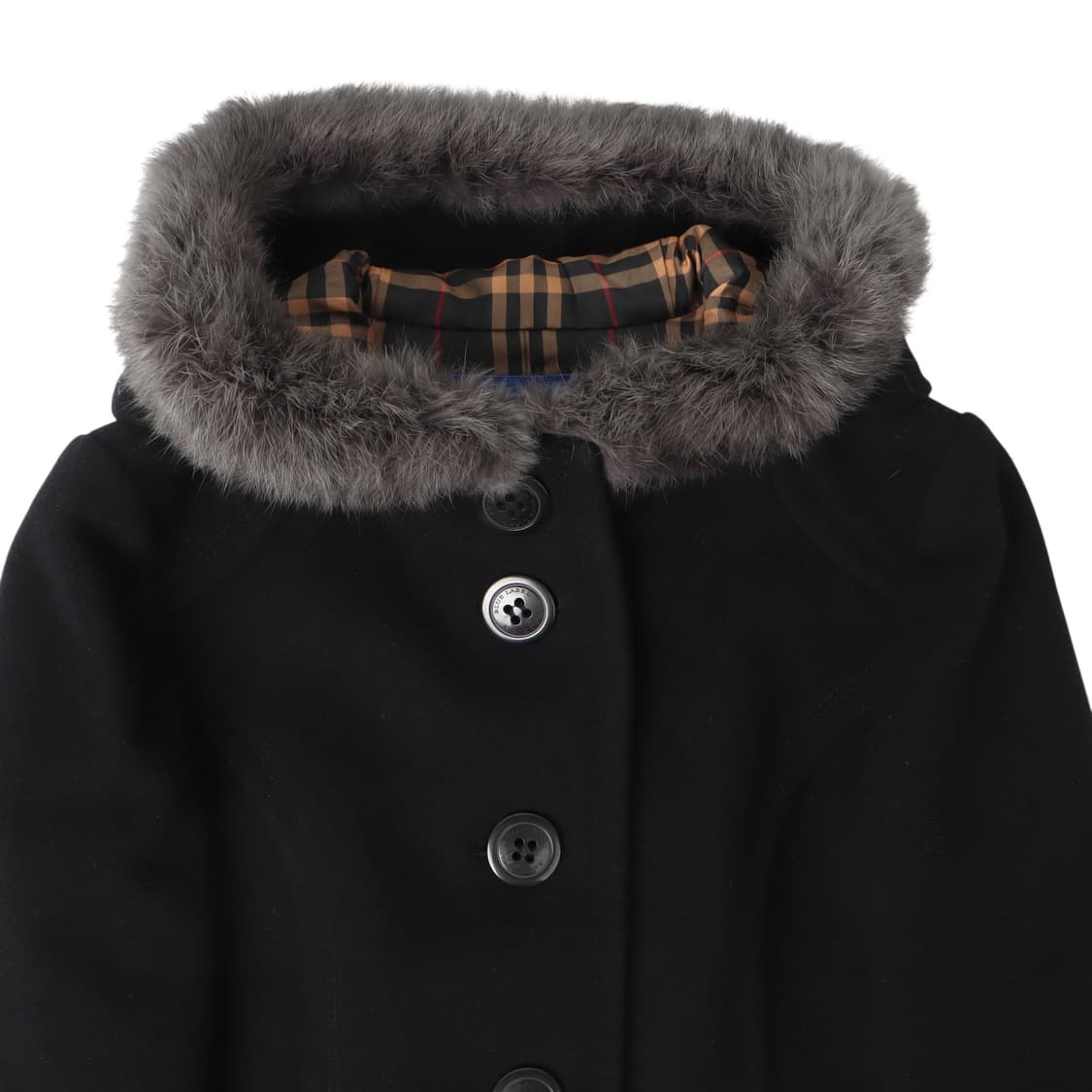 버버리 블루라벨 퍼 후드 빅버튼 울 코트 상품이미지2