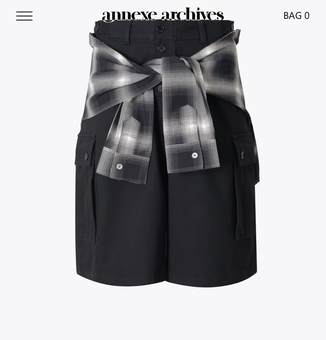 Annexe Archive PLAID DETACH SHORTS BLACK 상품이미지1