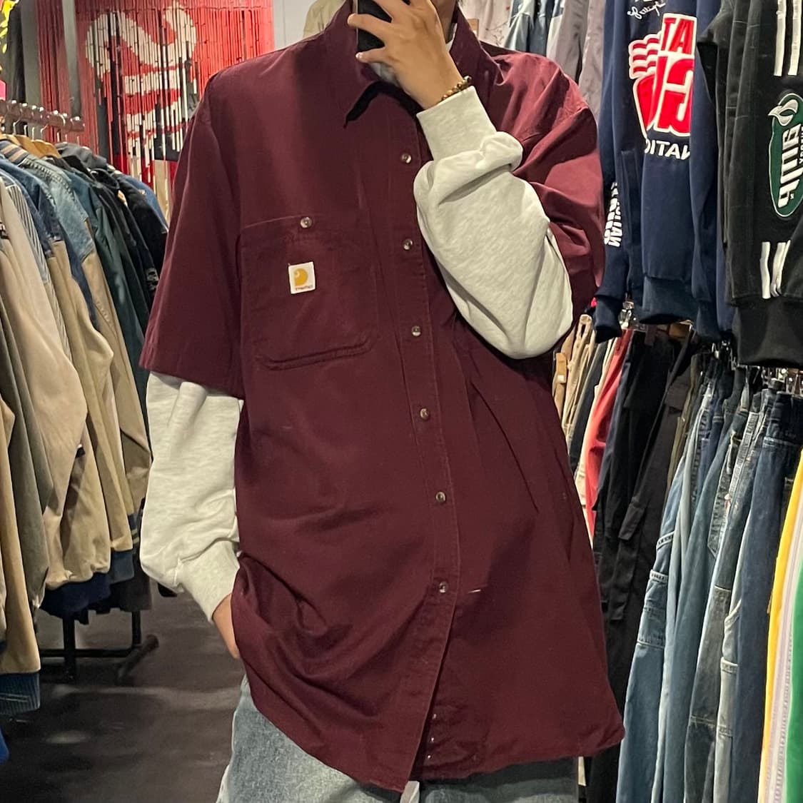 [IM] carhartt 칼하트 버건디 반팔셔츠 상품이미지2