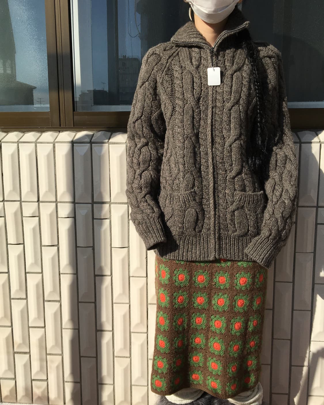 Cable pattern high neck zip up 상품이미지1