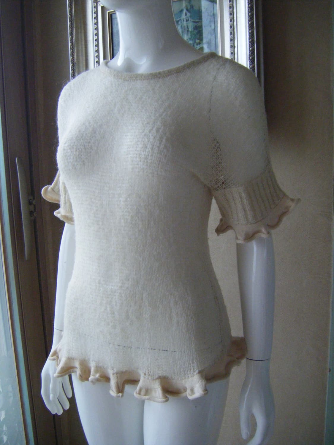 [Johanna.ho] Sheer Ruffle Knit Top 상품이미지1