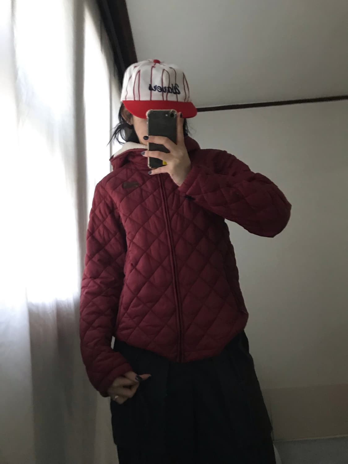 노페 레드 후드패딩 상품이미지4