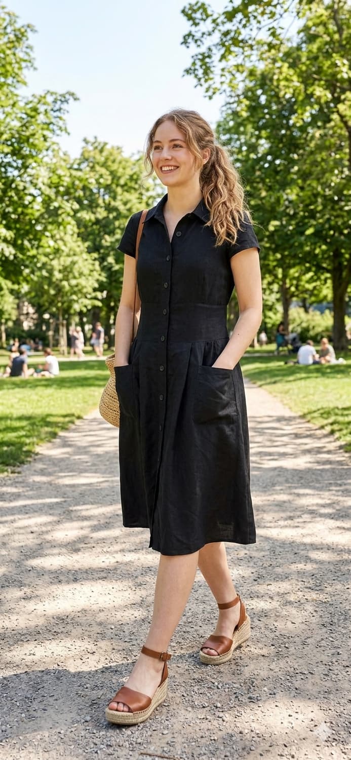 DUAL VIEW 린넨 텐셀 혼방 셔츠 원피스 (40사이즈/M) 상품이미지1