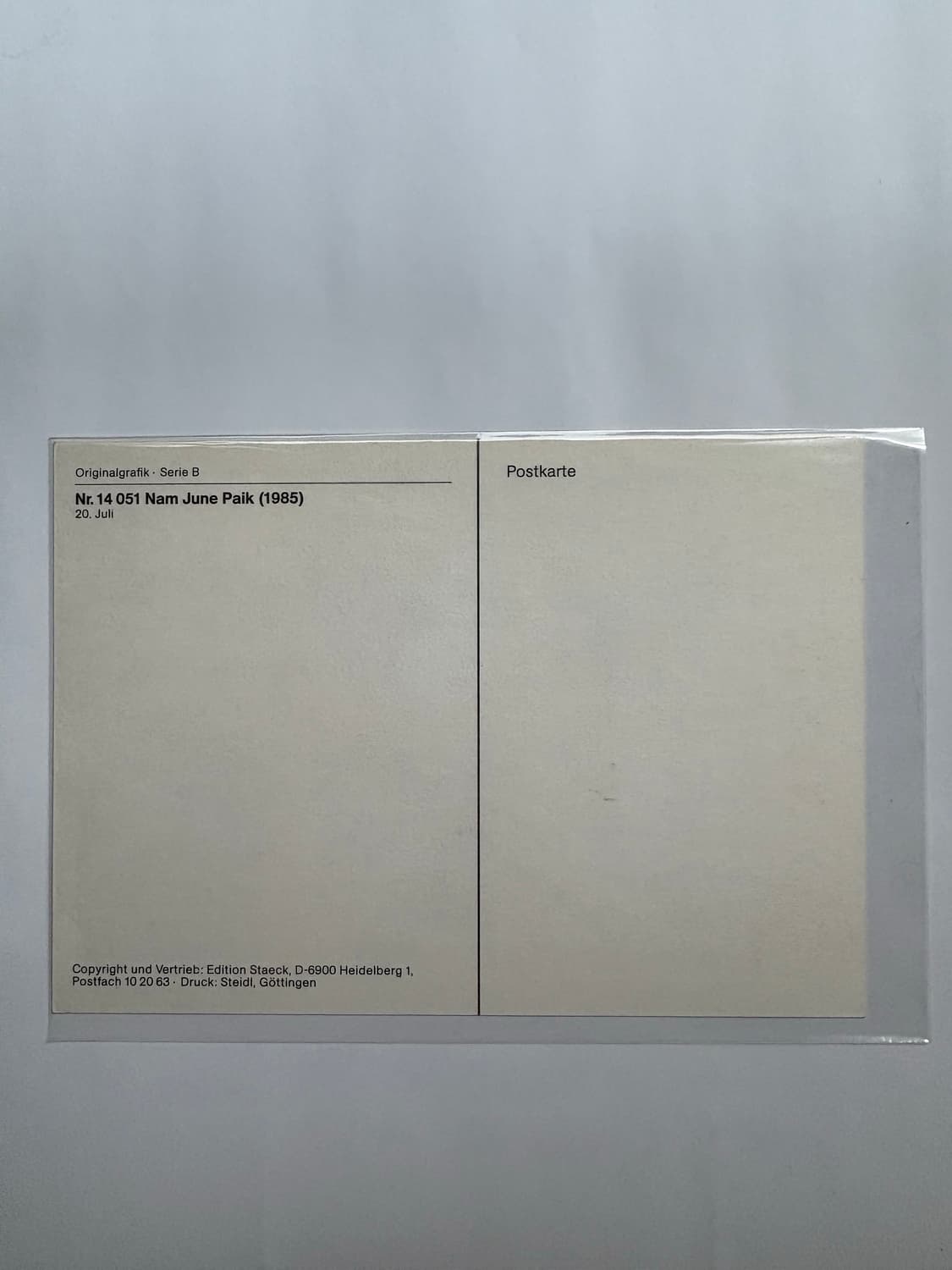 백남준 Nr.14 051 Nam June Paik (1985) 엽서 상품이미지2