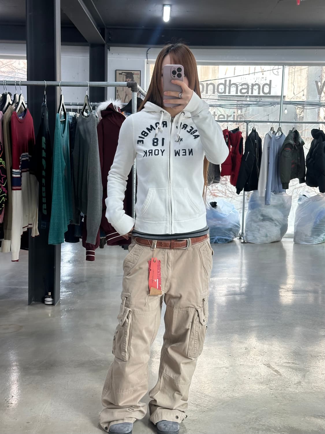 아베크롬비 후드집업 화이트 상품이미지2