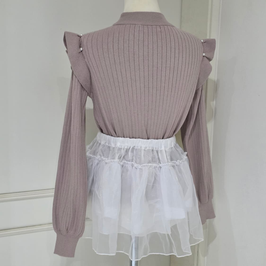 일본빈티지)스나계st 진주프릴 모리걸 양지뢰 로맨틱 퍼프 니트 상품이미지2