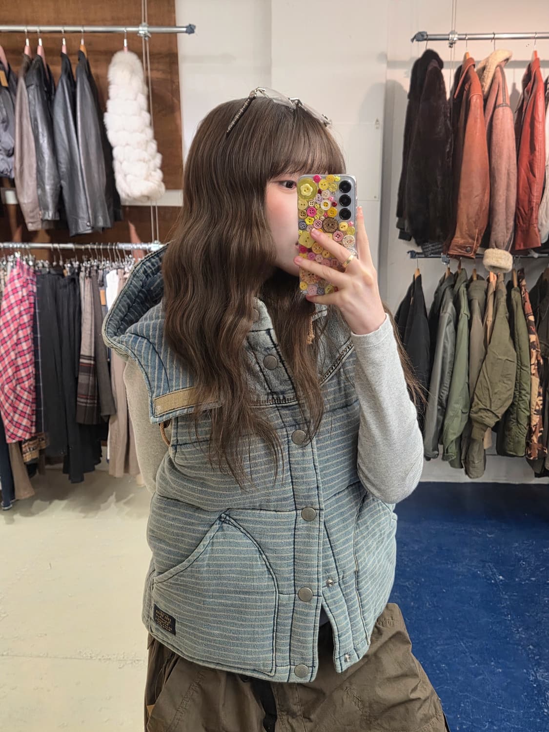 CubeSugar Japan 데님 패딩 베스트 상품이미지1