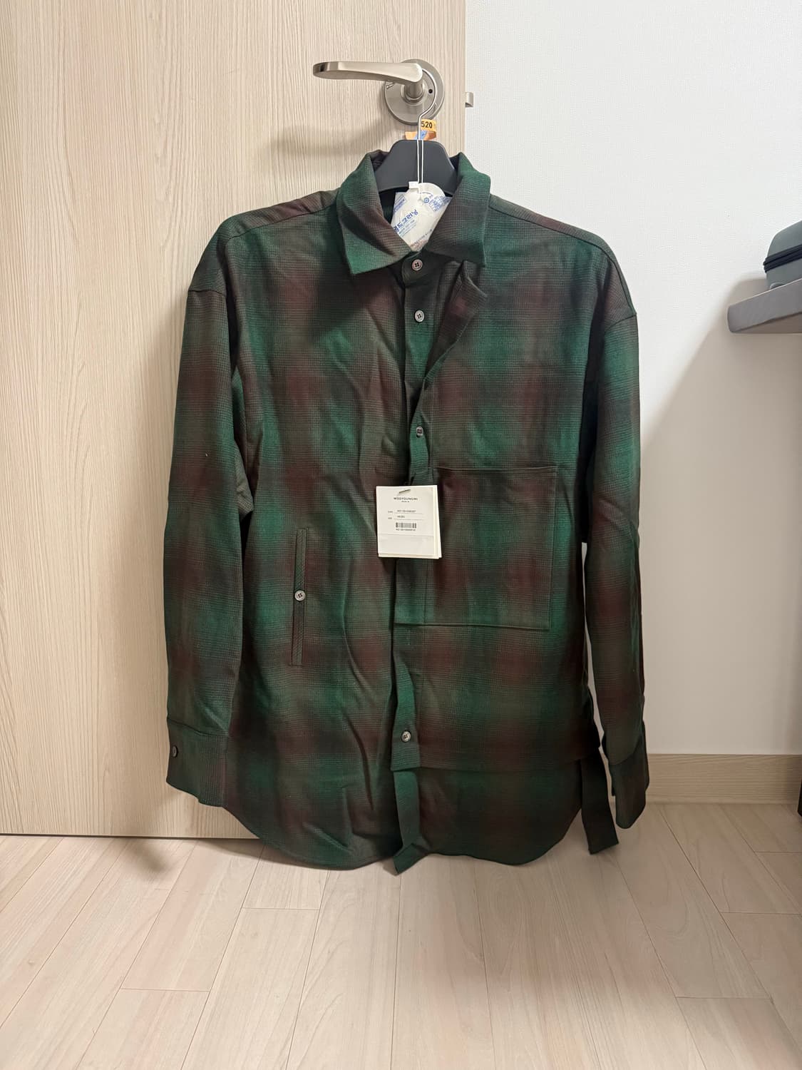 우영미 21fw 그린 체크 투웨이 셔츠 46 48 상품이미지4