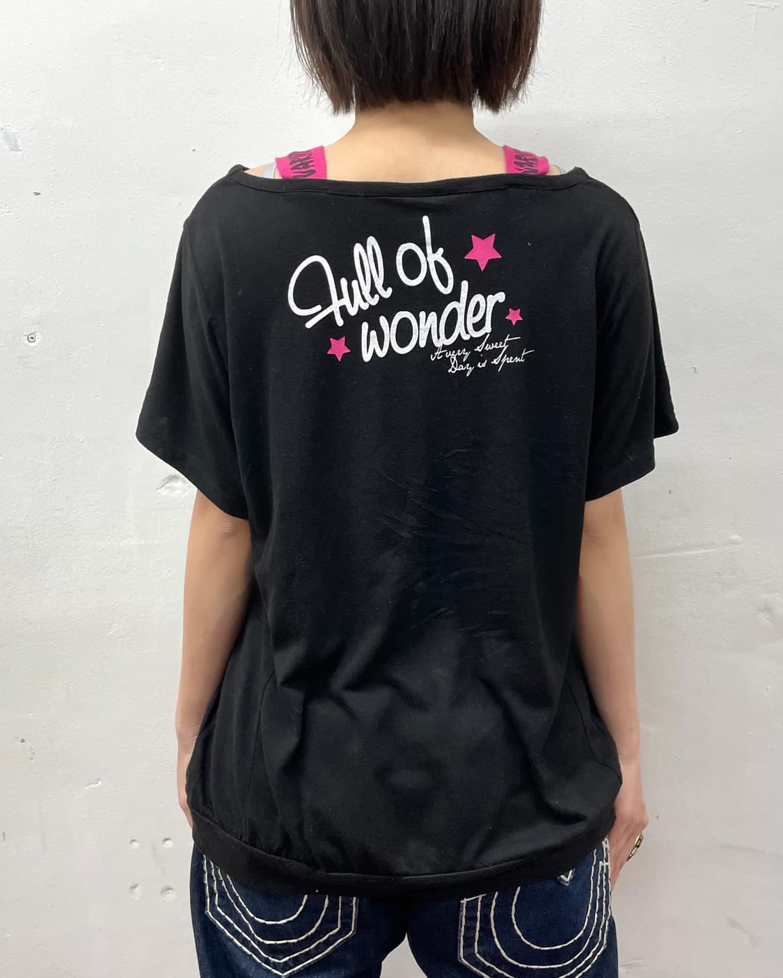 Pink star shoulder kitsch T-shirt 상품이미지3