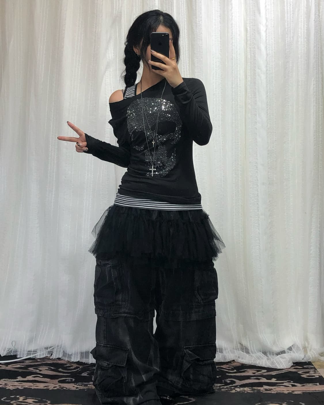 펑투케 레이어드 캉캉 카고 팬츠 세트 상품이미지1