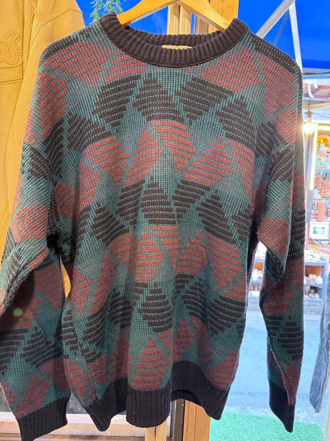 빈티지 청록 패턴 니트 상품이미지1