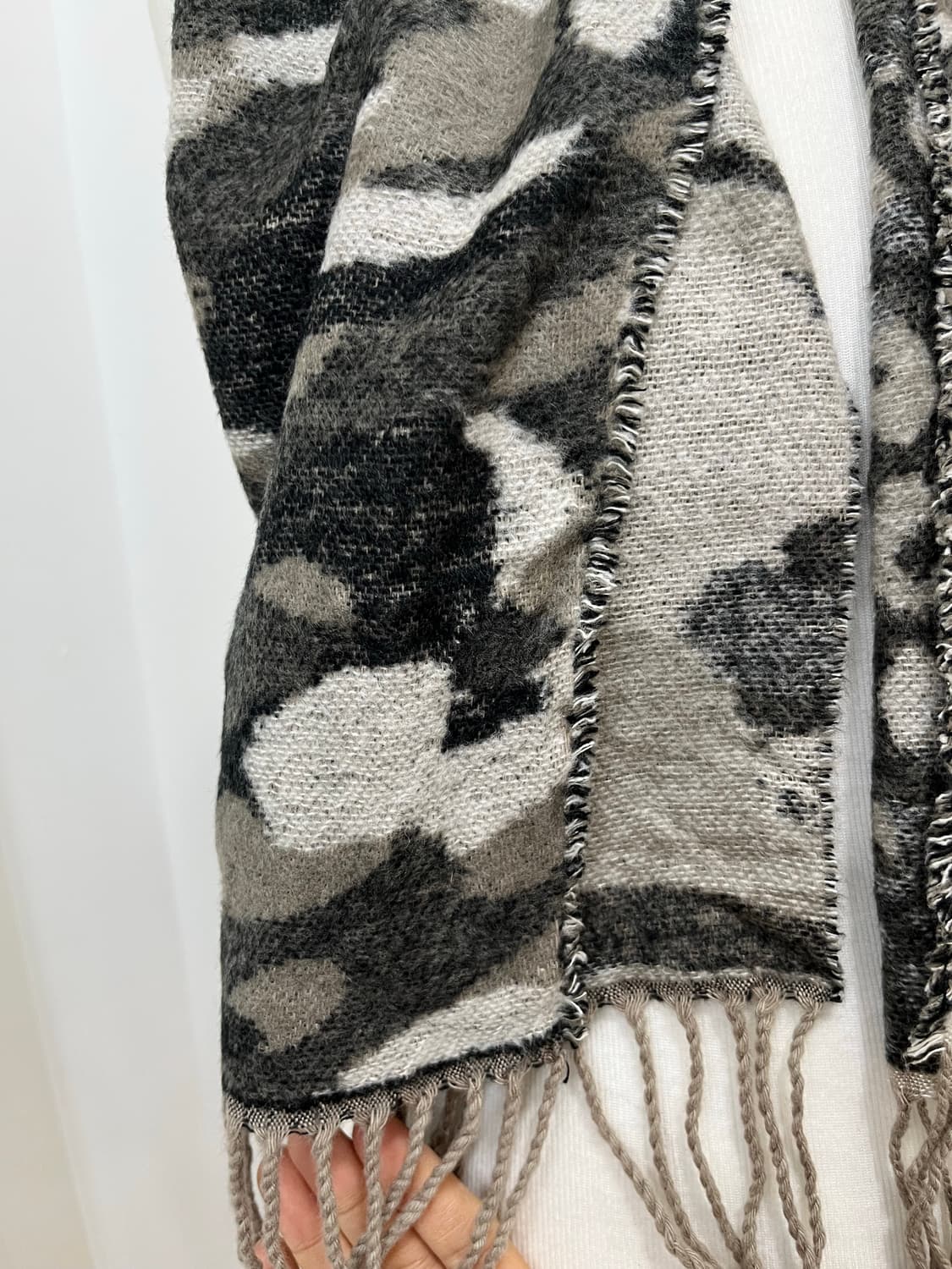 일본 빈티지 갸루 레오파드 믹스 패턴 테슬 머플러 상품이미지4