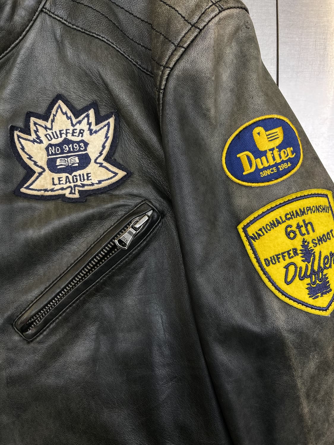 Duffers 페이디드 바이커 레더 집 자켓 상품이미지6
