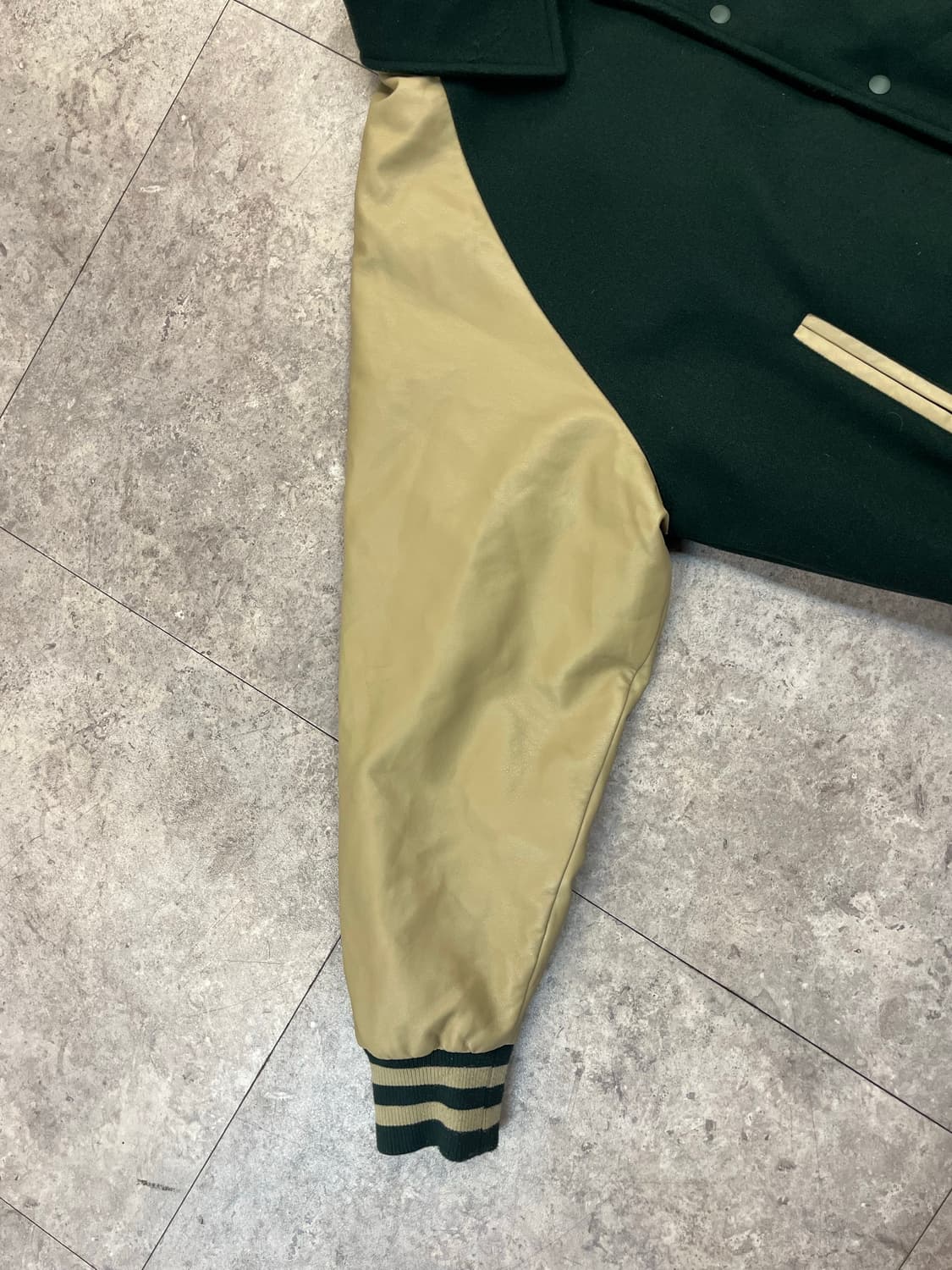 제멋 레더 바시티자켓 그린 2XL#csz2359  상품이미지5