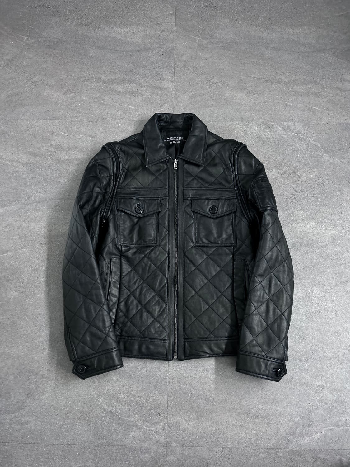 W.Dress Room 퀼티드 데터쳐블 레더 자켓 상품이미지3