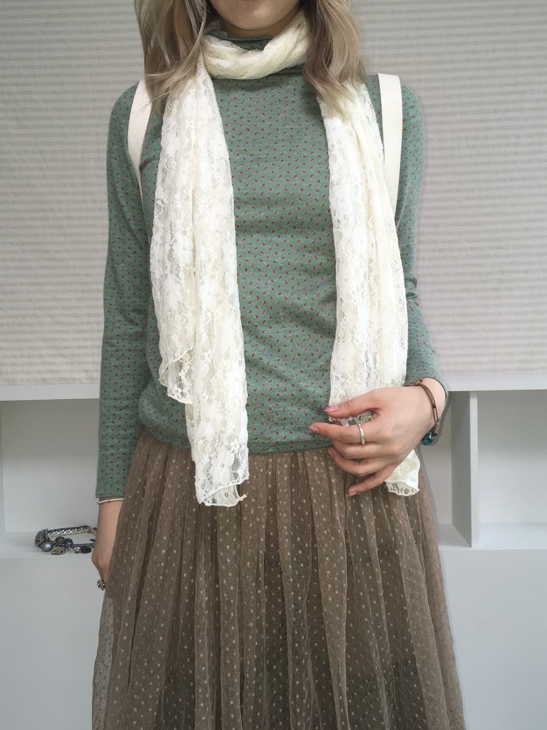 jpn vintage ivory lace muffler 상품이미지4