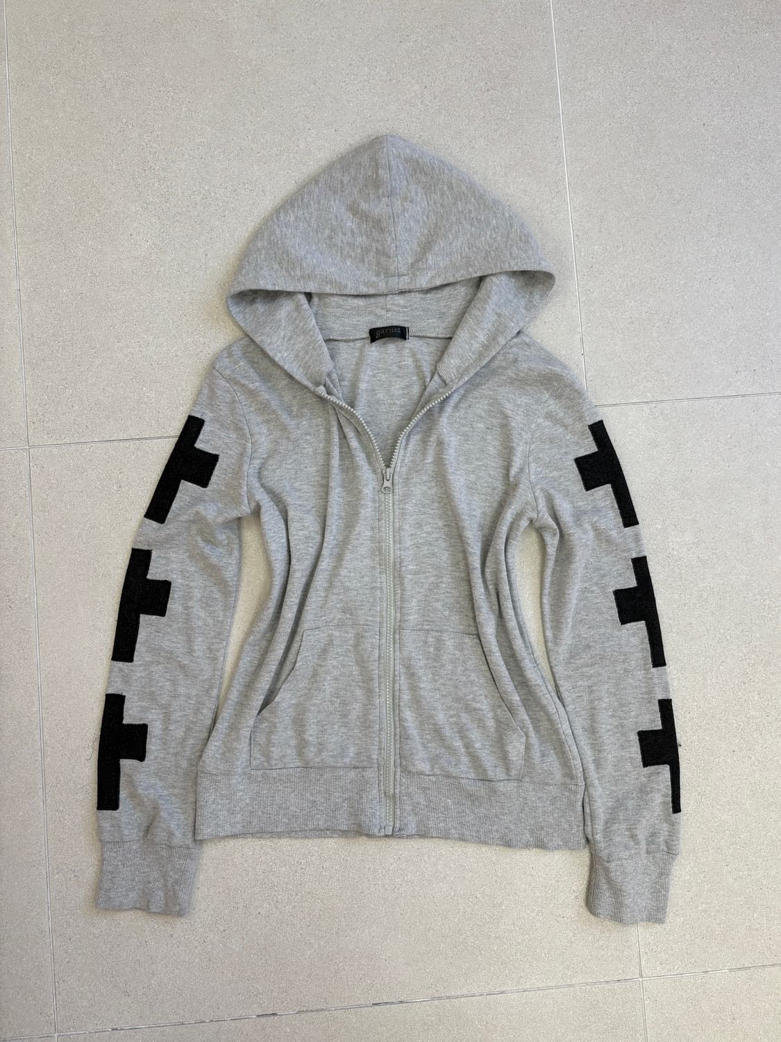 십자가 해골 큐빅 후드집업 상품이미지2