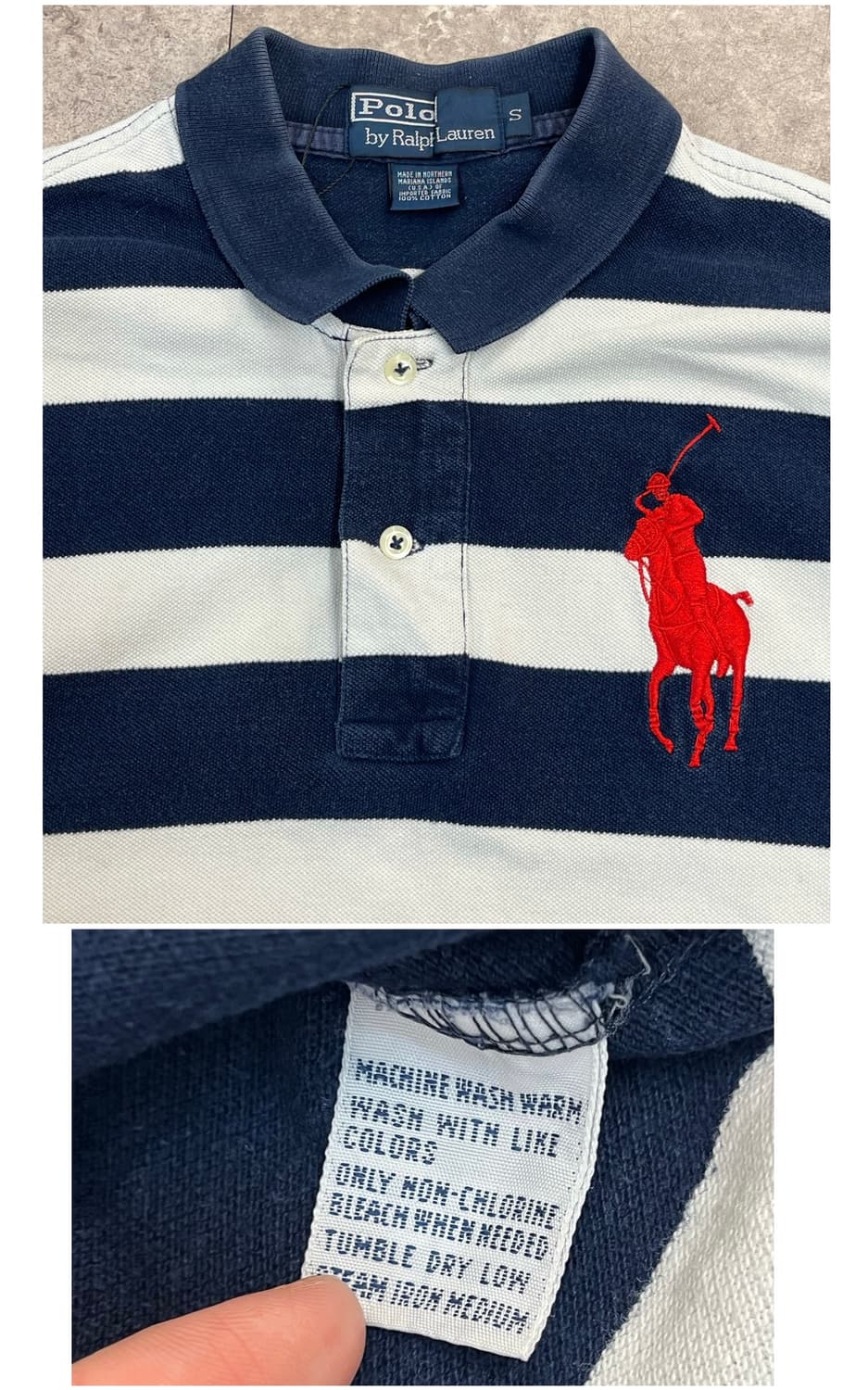 폴로 랄프로렌 빅포니 스트라이프 반팔 카라티 네이비 S #csz3807  상품이미지3