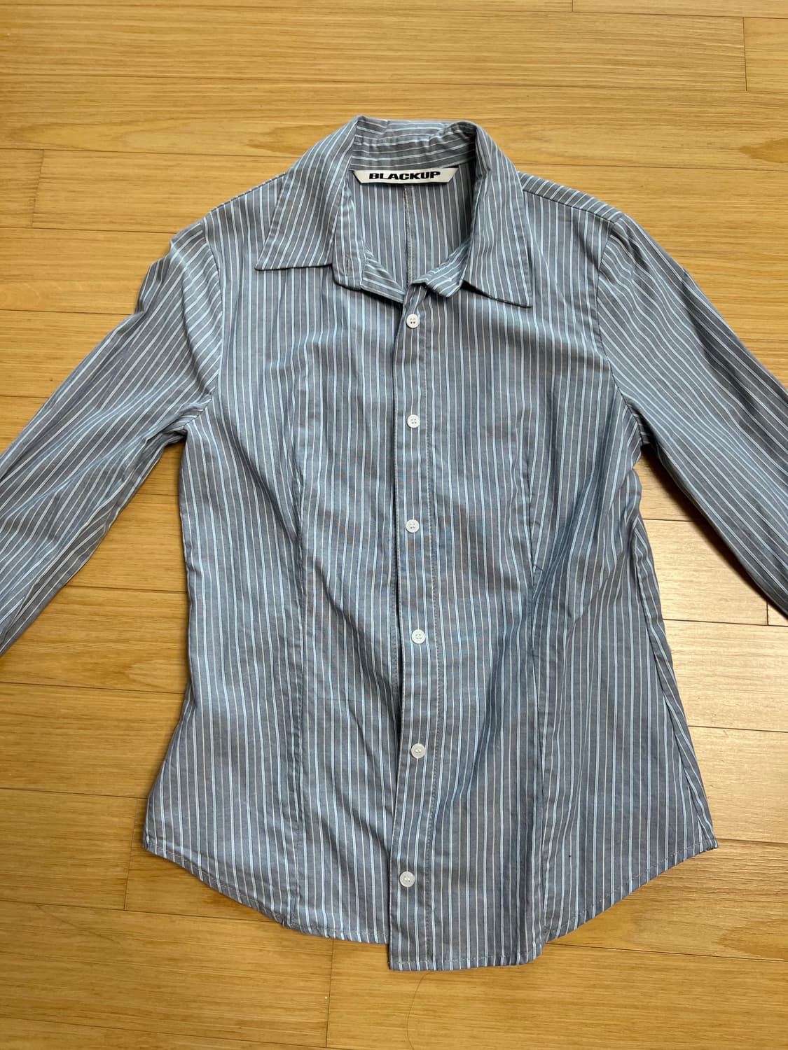 블랙업 하이테 스트라이프 셔츠 블루 S 상품이미지10