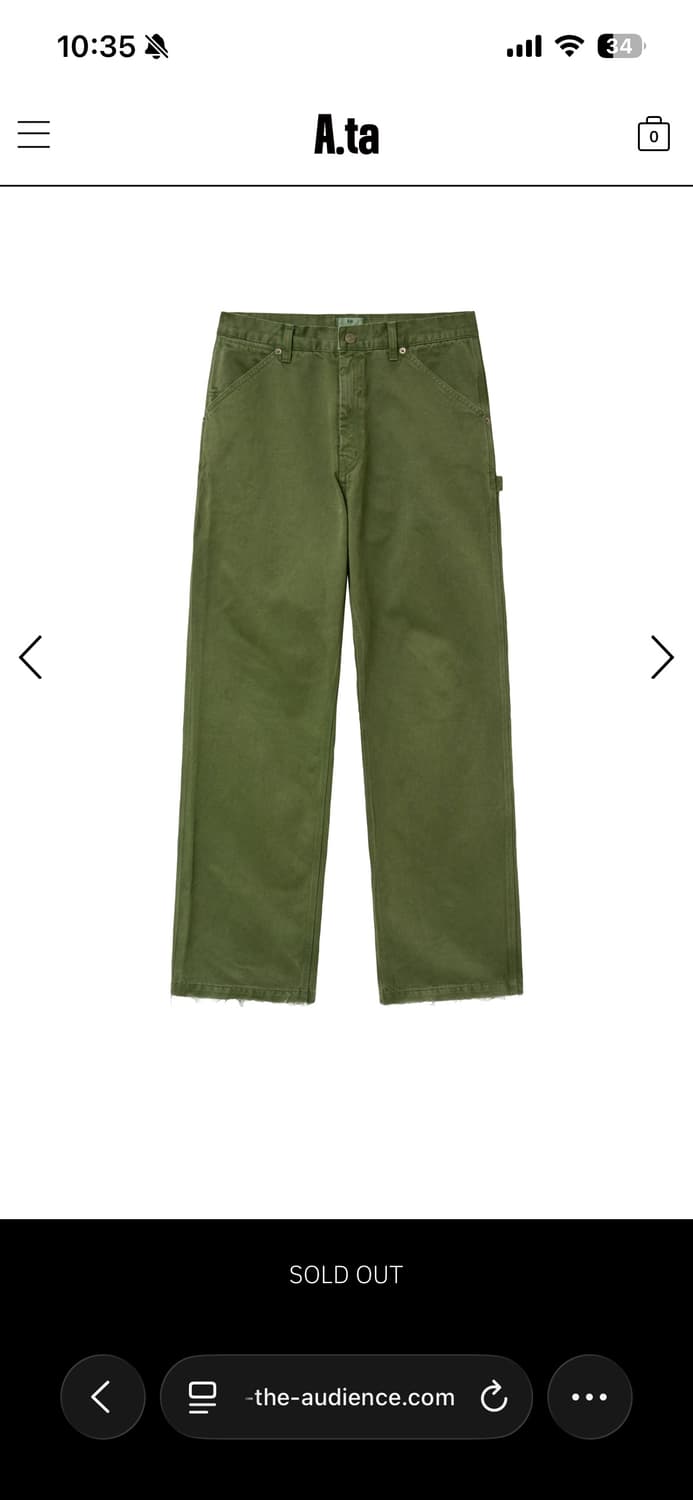 (구매)A.ta 컷오프 카펜더 팬츠 모스 s,m 상품이미지1