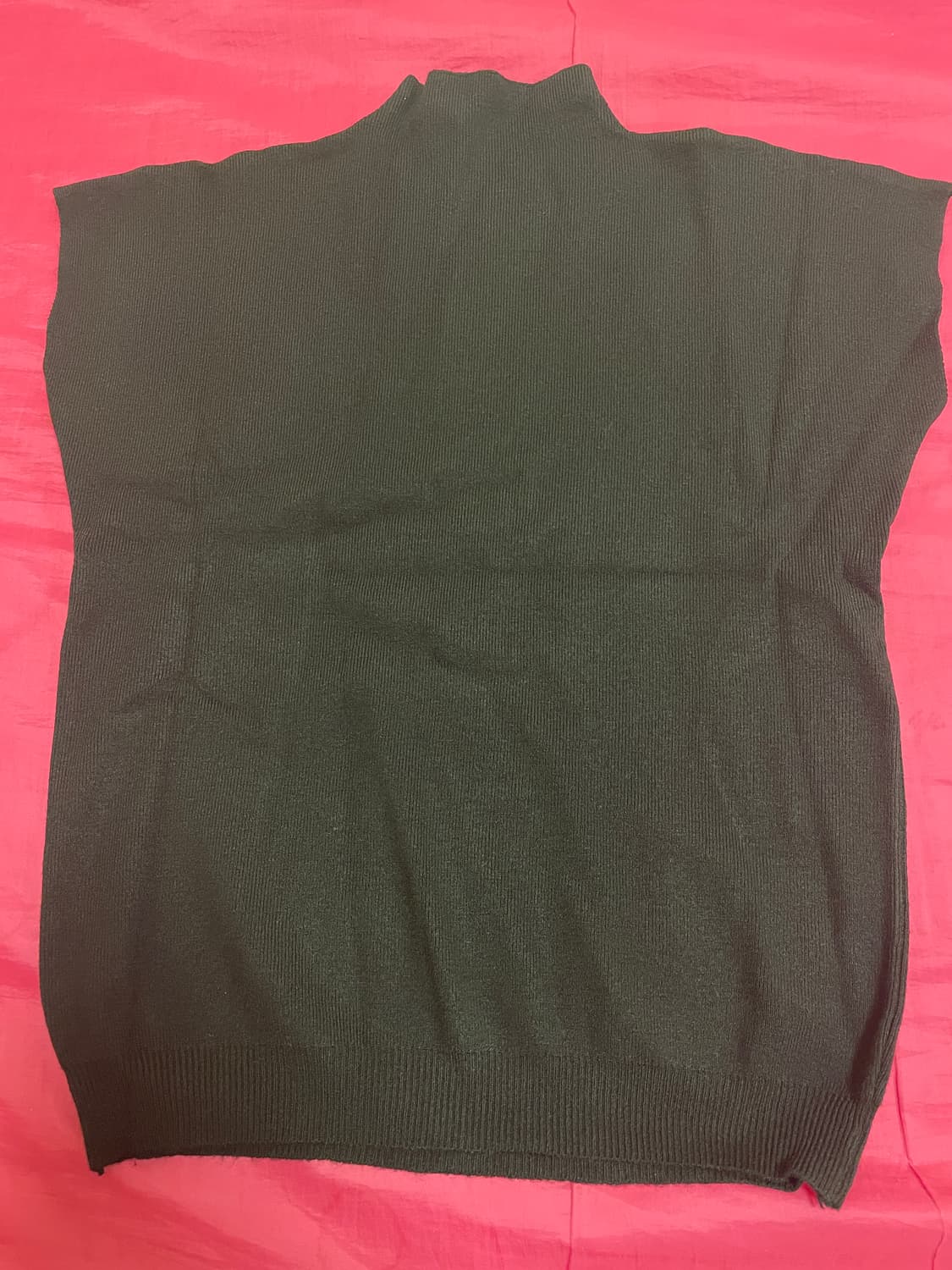 (새상품) 반팔 캡소매 반폴라 반목 니트 블랙 상품이미지1