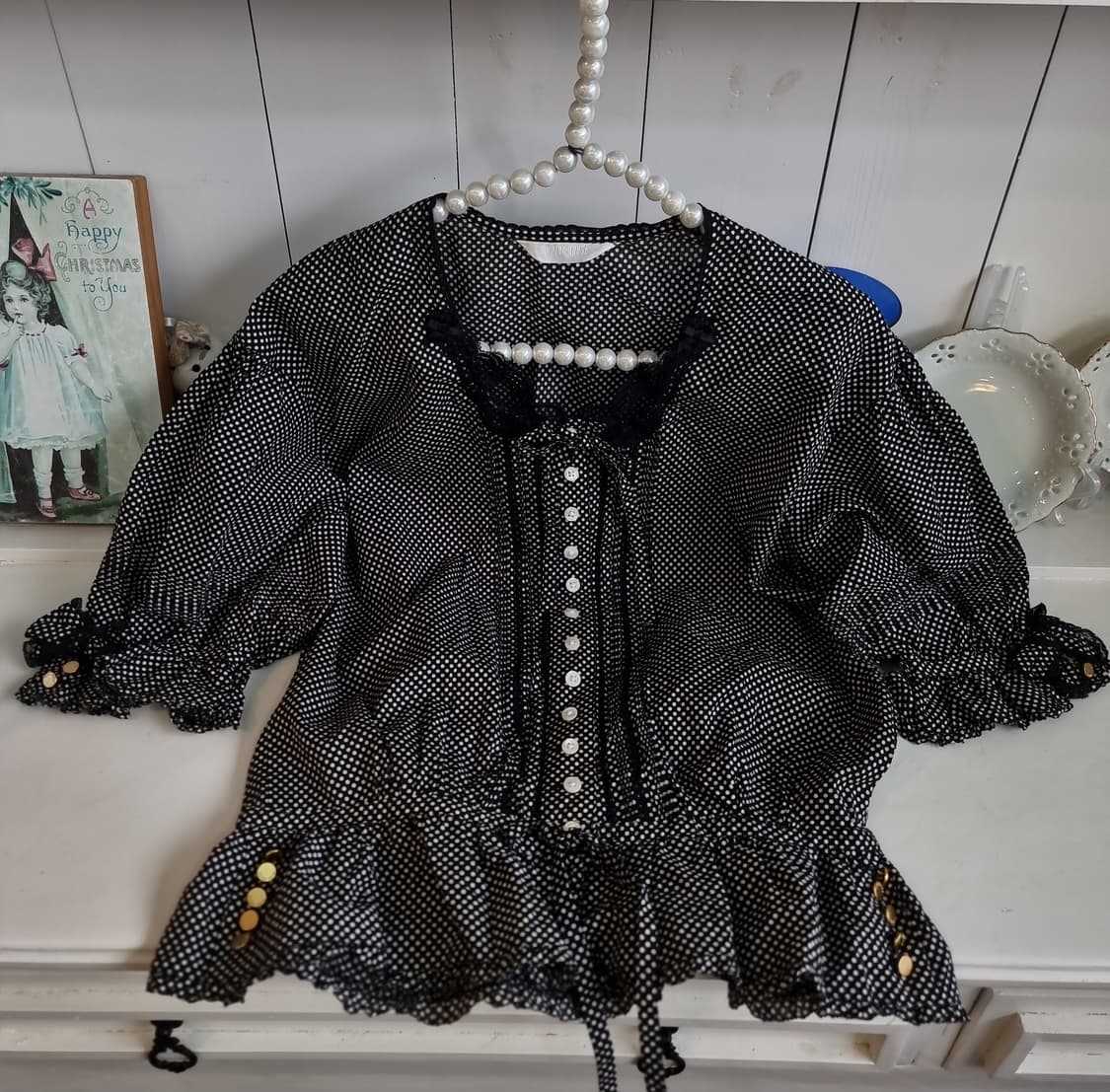 핑크하우스 PINK HOUSE 도트 프릴 블라우스 상품이미지5