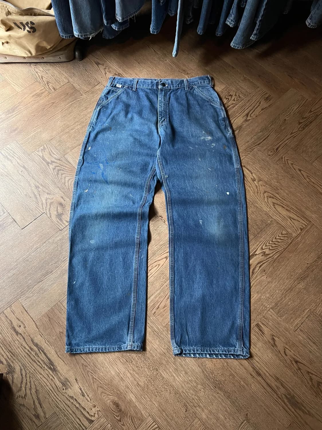 [38]칼하트FR USA 빈티지 페인팅 싱글니 카펜터 워크 데님 팬츠 상품이미지1