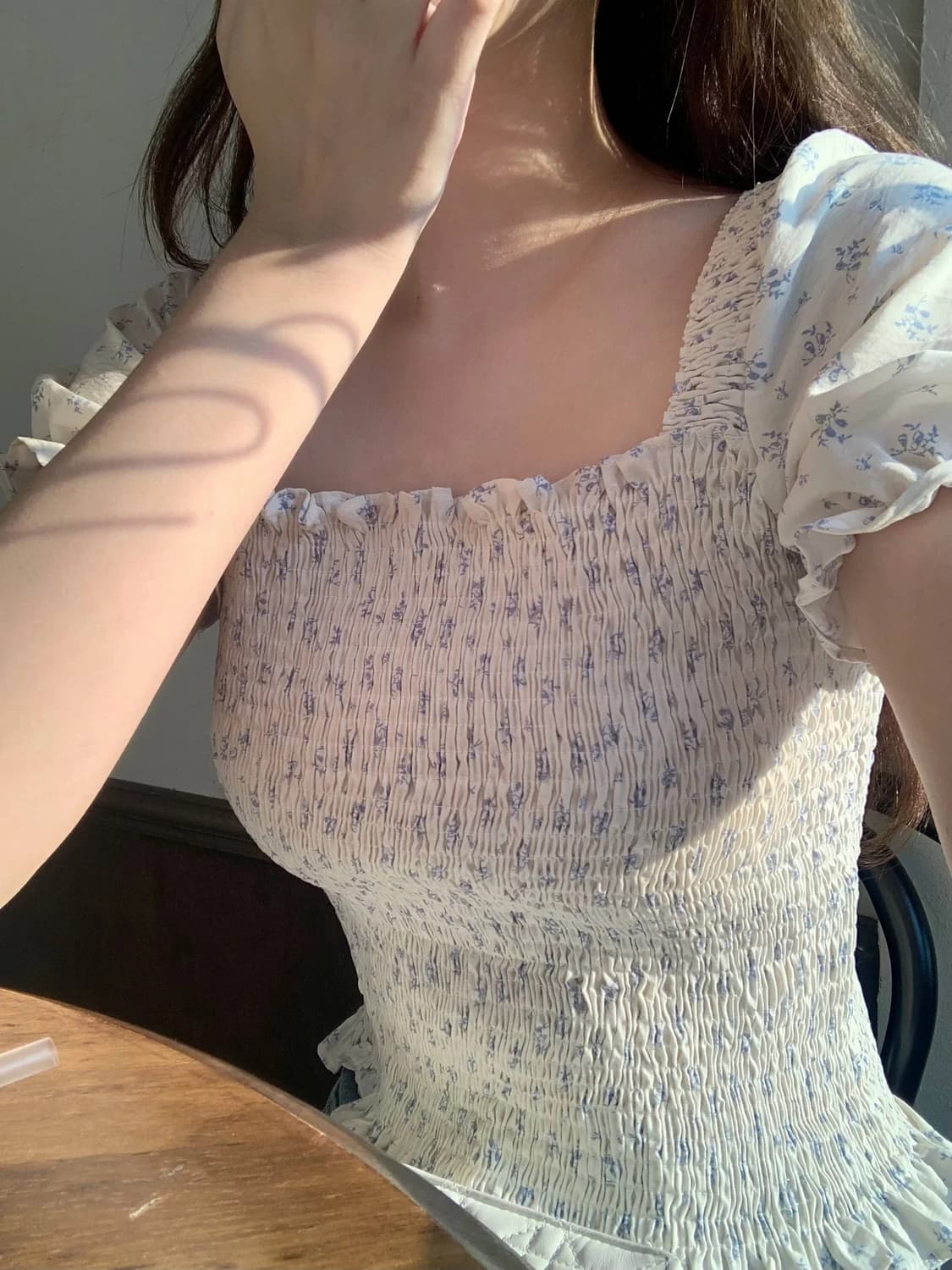 제니오 수지 스모크 블라우스 아이보리 s 상품이미지5