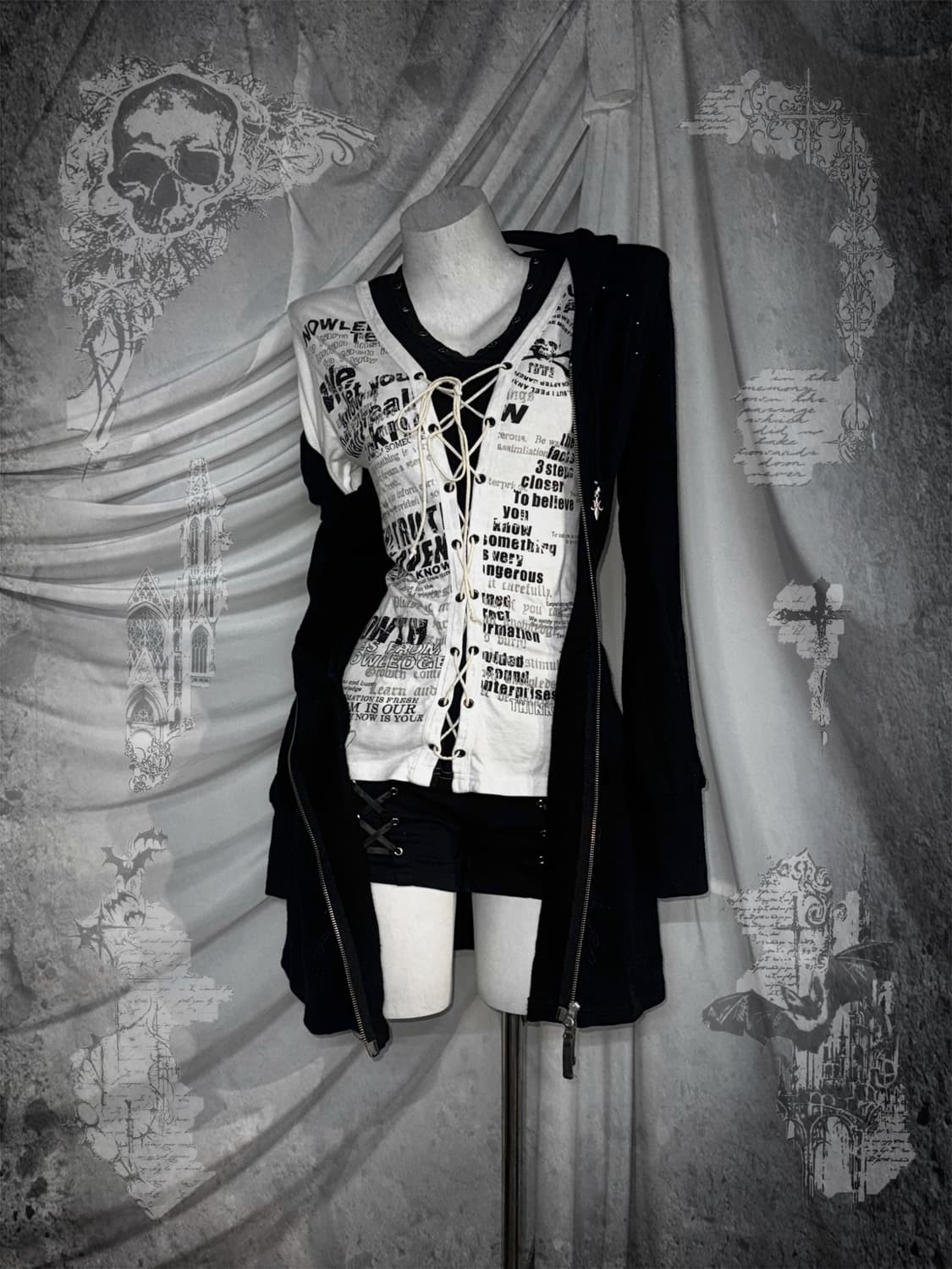 Ozz Croce 오즈크로스 오즈온 아밀리주데일리 아일렛 펑크 코디세트  상품이미지1