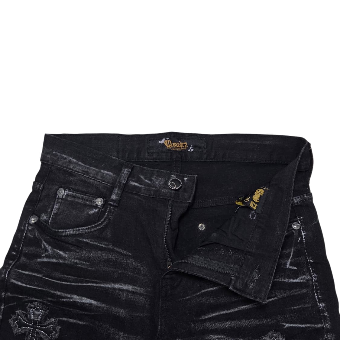 Cloud72 클라우드72 30사이즈 가죽 자수 패치 블랙 데님  상품이미지3