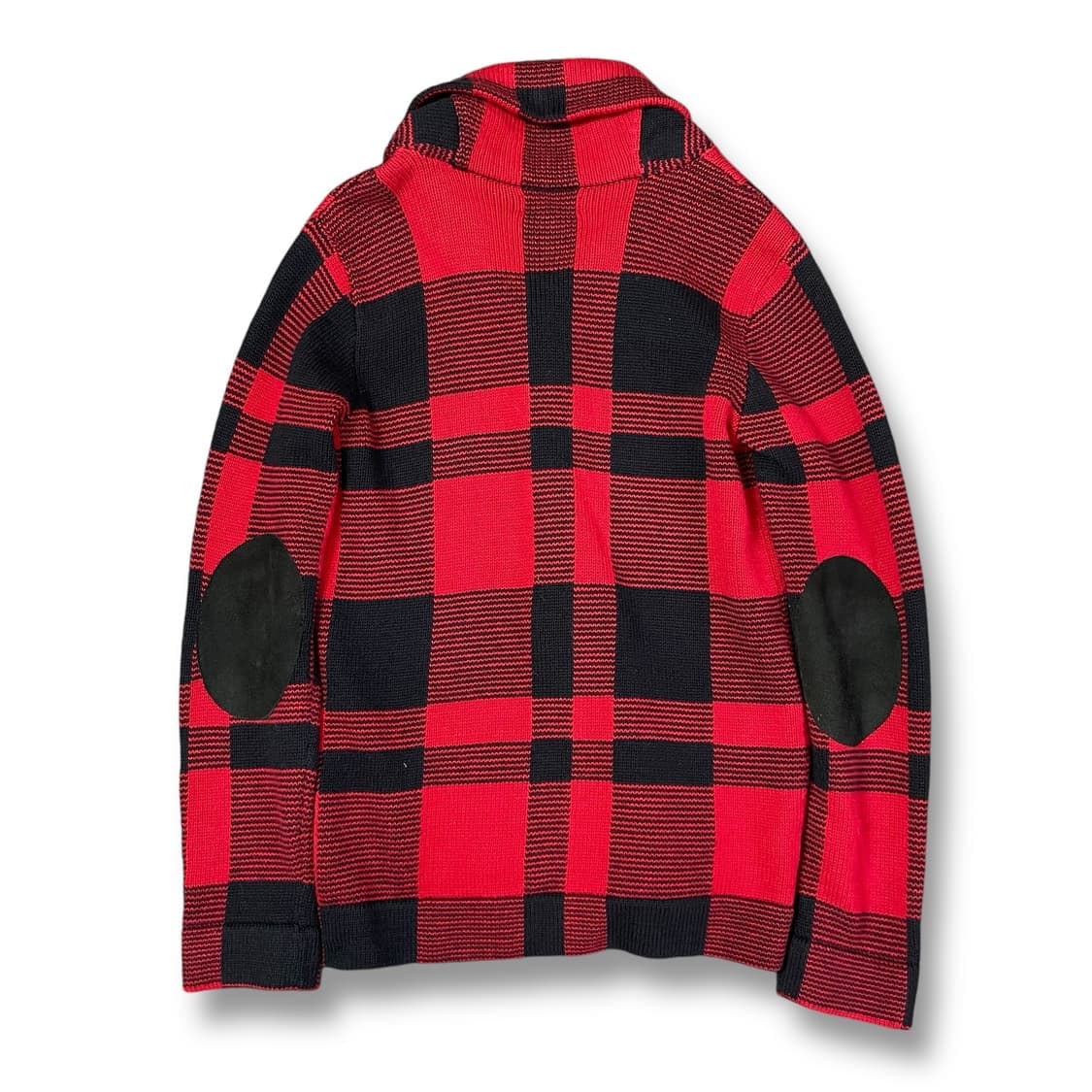 폴로 랄프로렌 레드블랙 체크 숄카라 니트 가디건 M(12-14) 상품이미지2