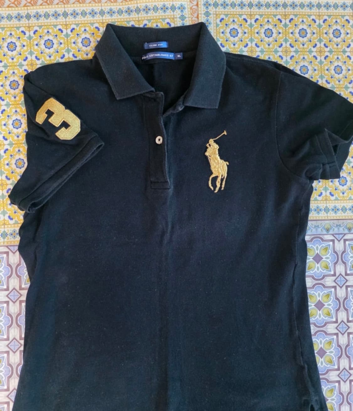 정품 폴로랄프로렌 빅포니 블랙 반팔 카라티 슬림핏 XL (44~66) 상품이미지1