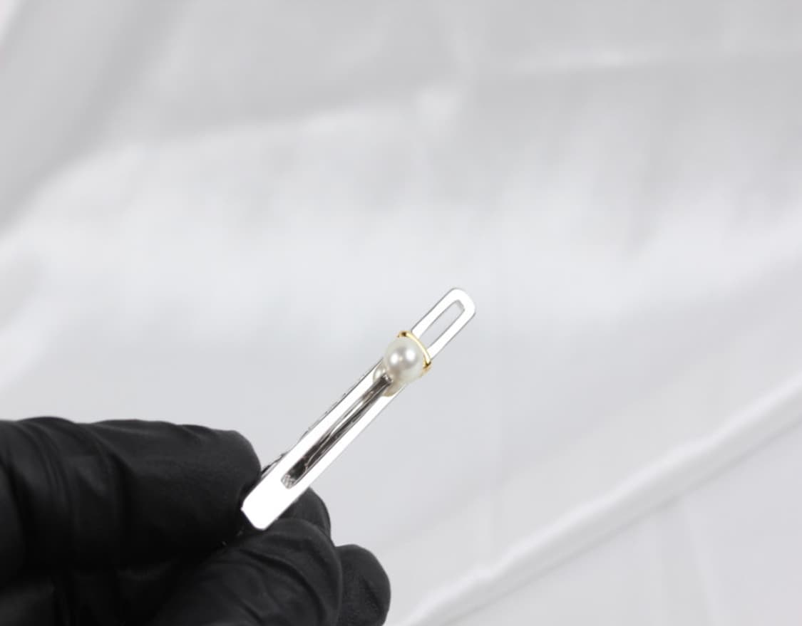미키모토 천연진주 A+등급 자개 실버 은 4.8cm 남자 명품 넥타이핀 상품이미지5