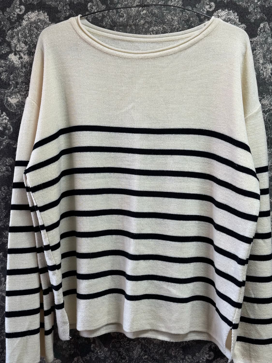 vintage 빈티지 크롭 스트라이프 니트 (화이트) 상품이미지3