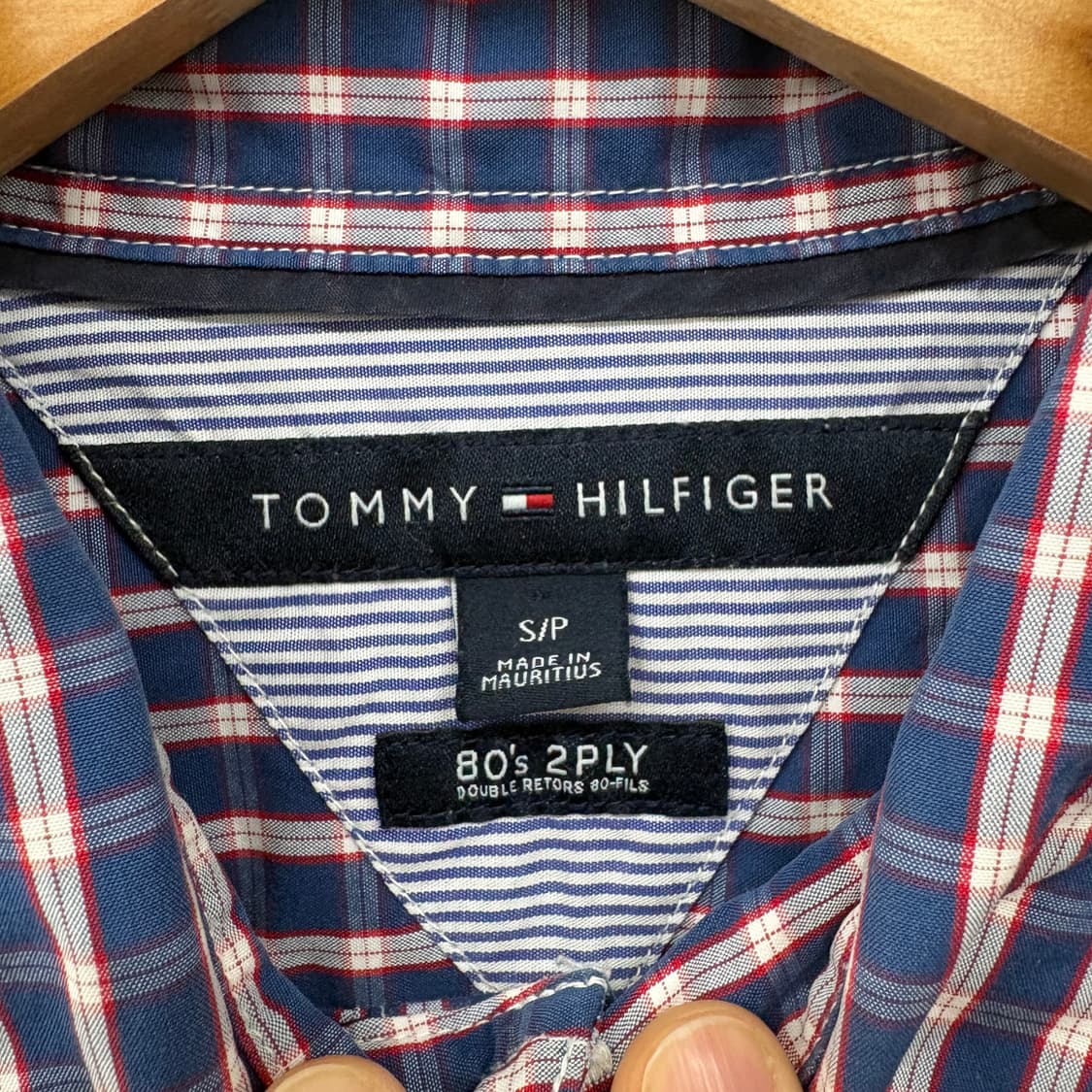 타미힐피거 네이비 체크 긴팔 셔츠 남s 상품이미지4