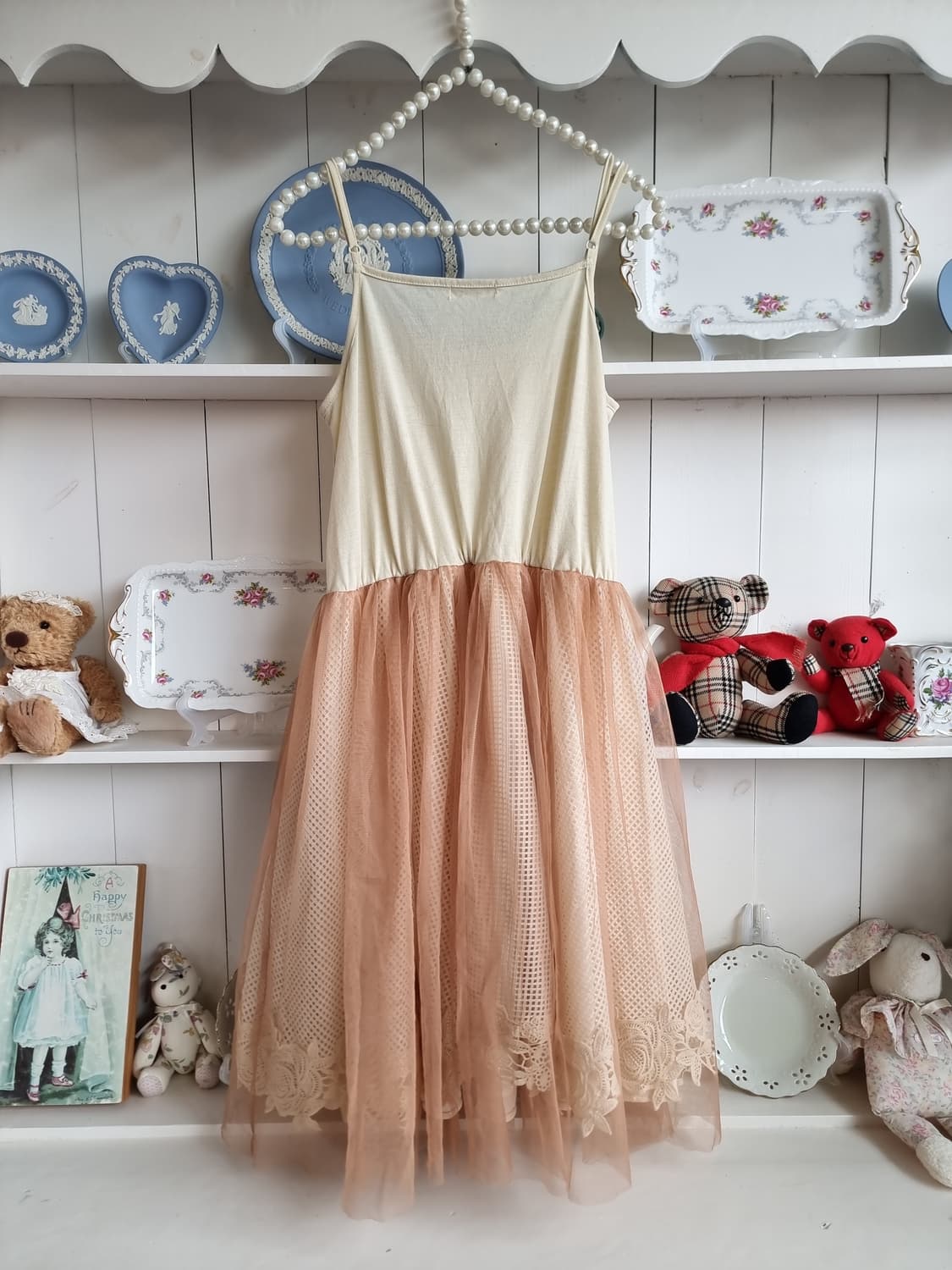 axes femme(악세스팜므) 샤베트 피치 튤 레이스 원피스 상품이미지5