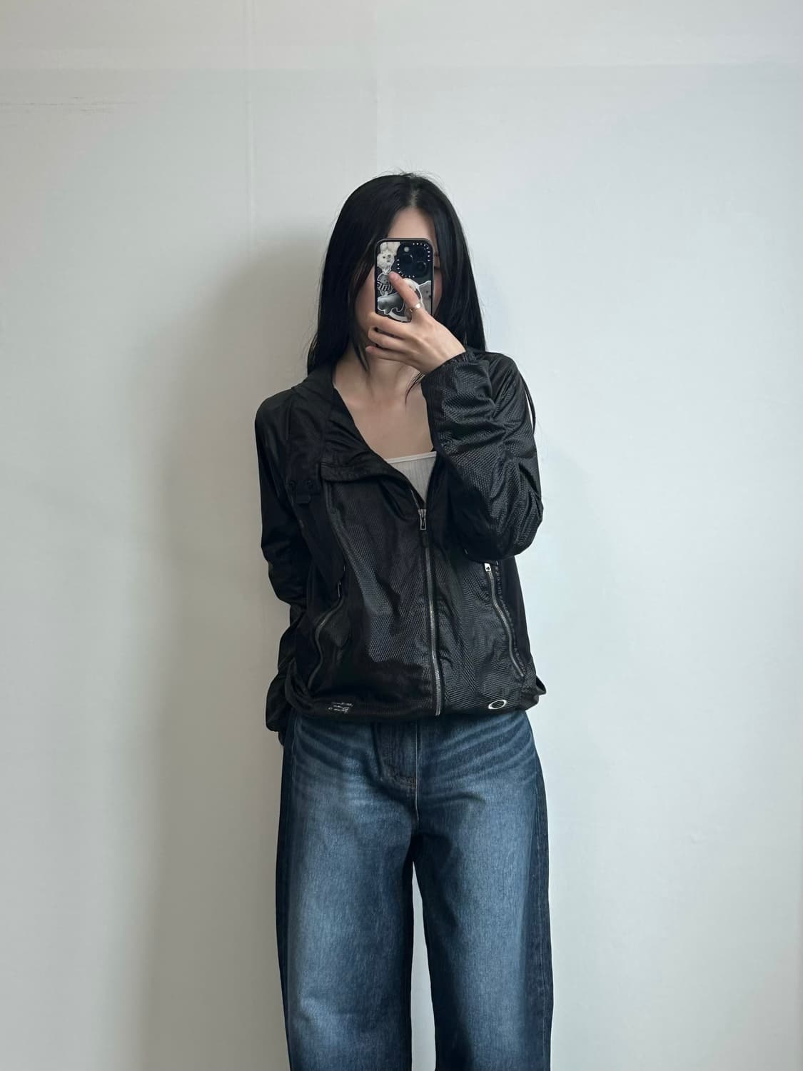 오클리 자수로고 블랙 바람막이 자켓 상품이미지1