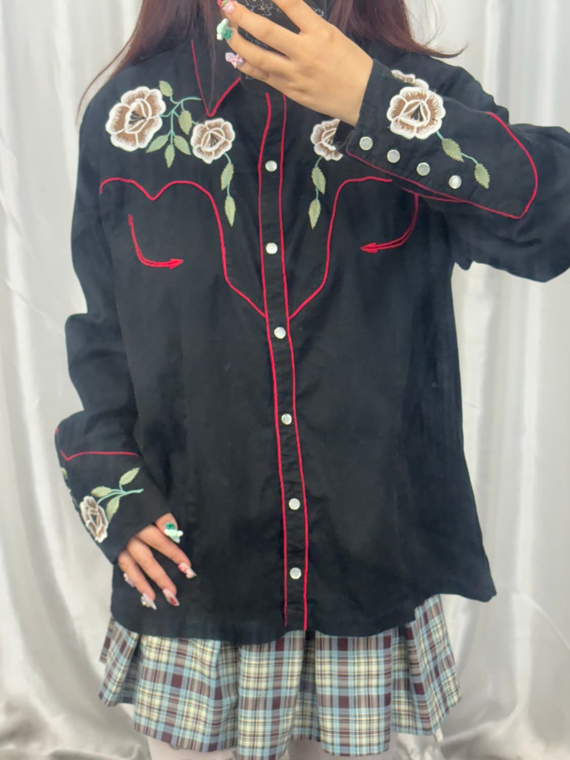 flower red line shirt  상품이미지1