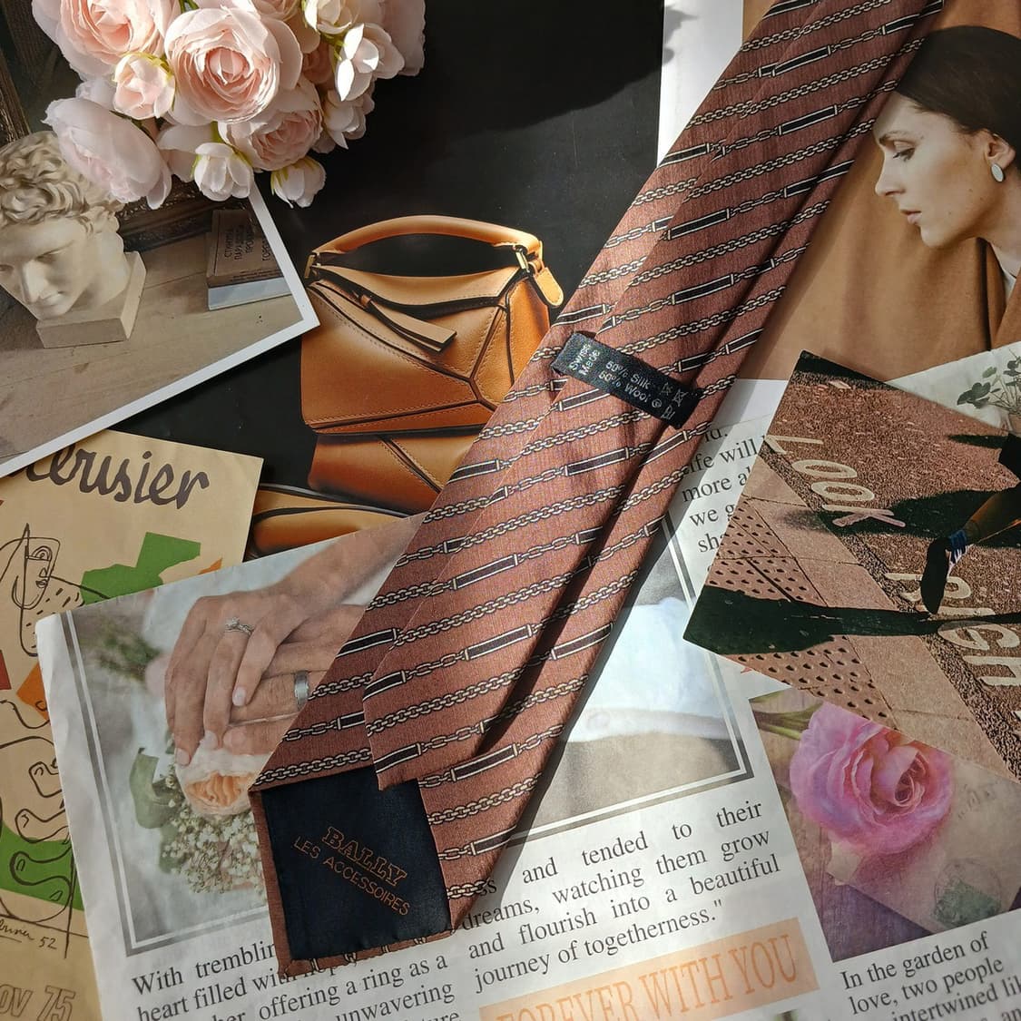 발리 실크 울 체인 패턴 넥타이 8.1cm B등급 A19648 상품이미지4