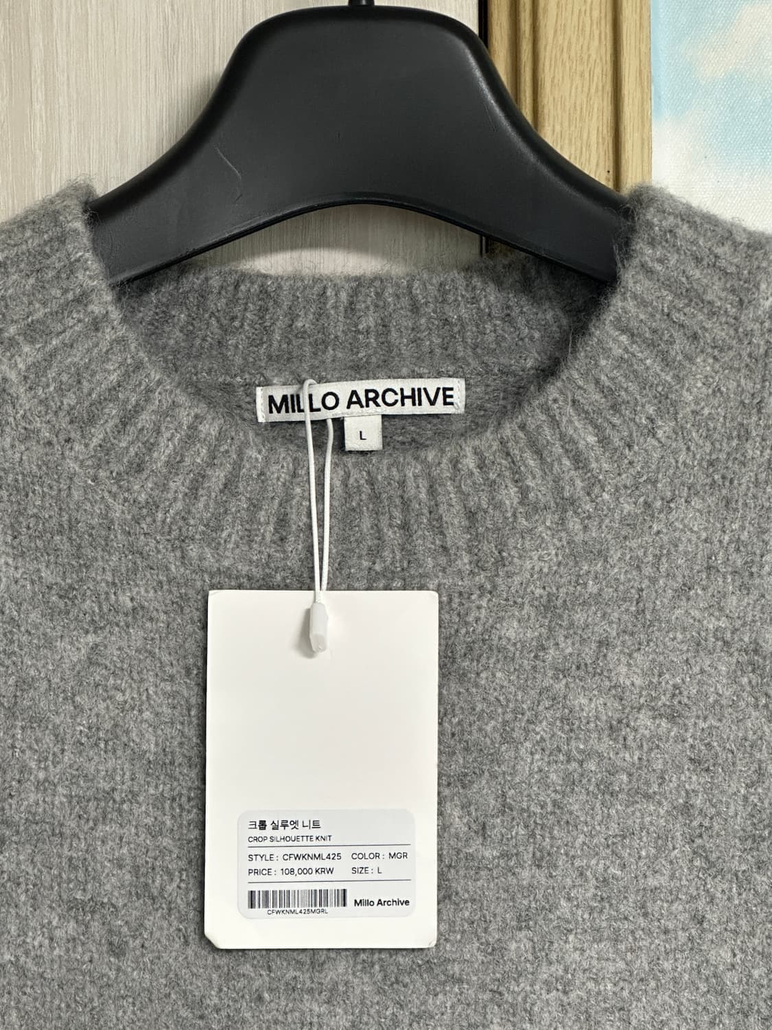 (새상품/L) 밀로아카이브 크롭 실루엣 니트 [멜란지 그레이] 상품이미지3