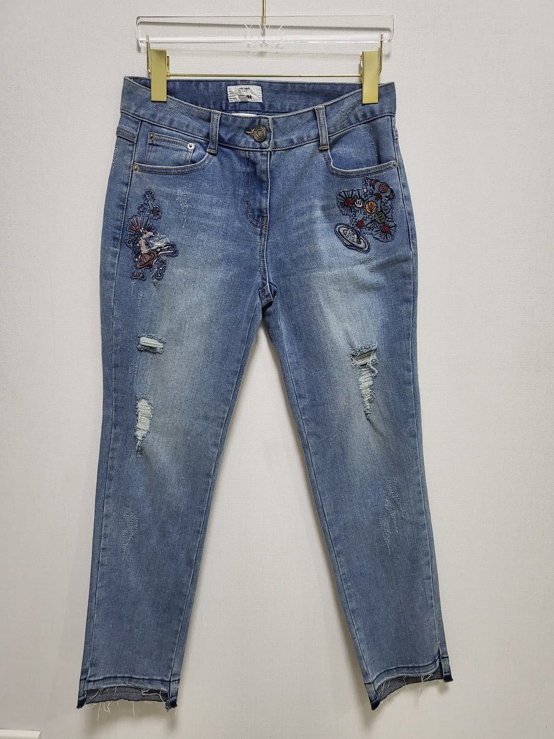 오브제 자수  데님 청바지 M 55-66 상품이미지1