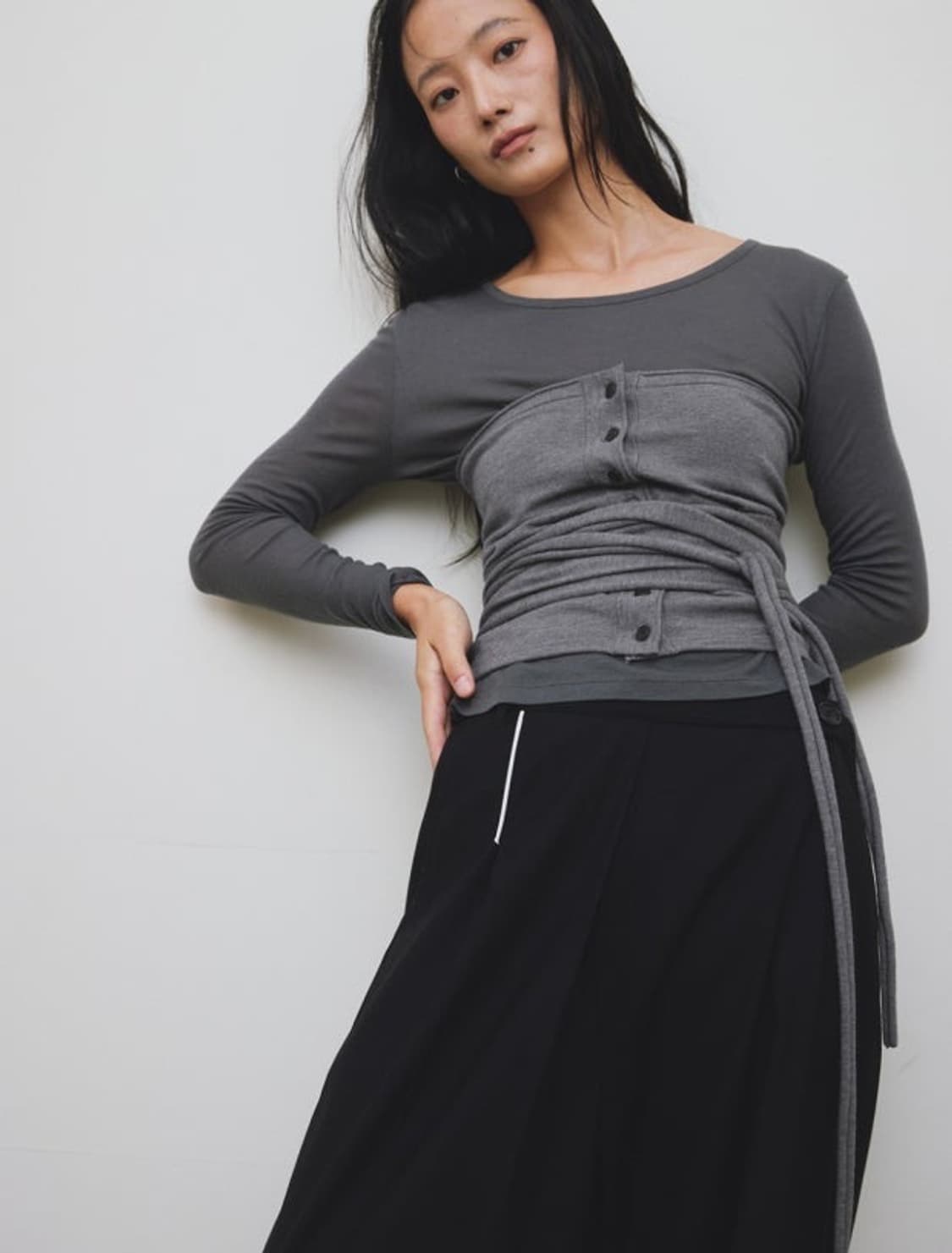 로우타이드 스트랩 튜브 탑 니트 strap tube top knit 상품이미지1