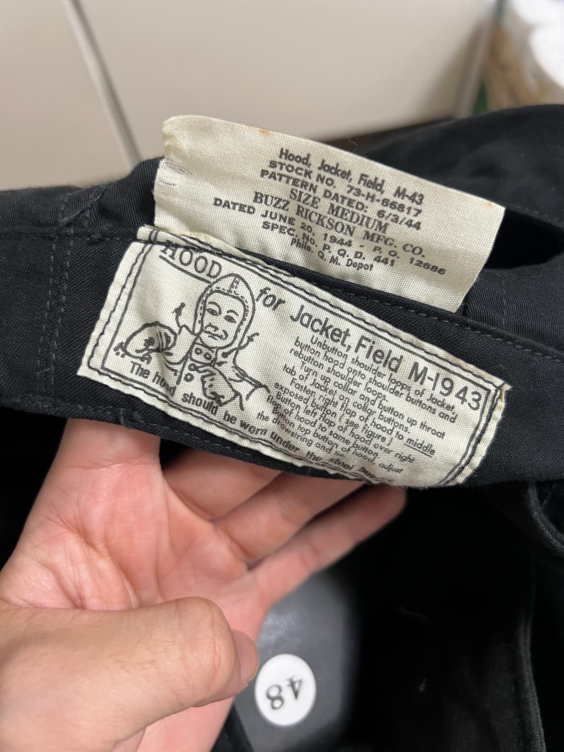 택포43) 버즈릭슨 윌리엄깁슨 M-43 필드자켓 블랙 38  m43 상품이미지5
